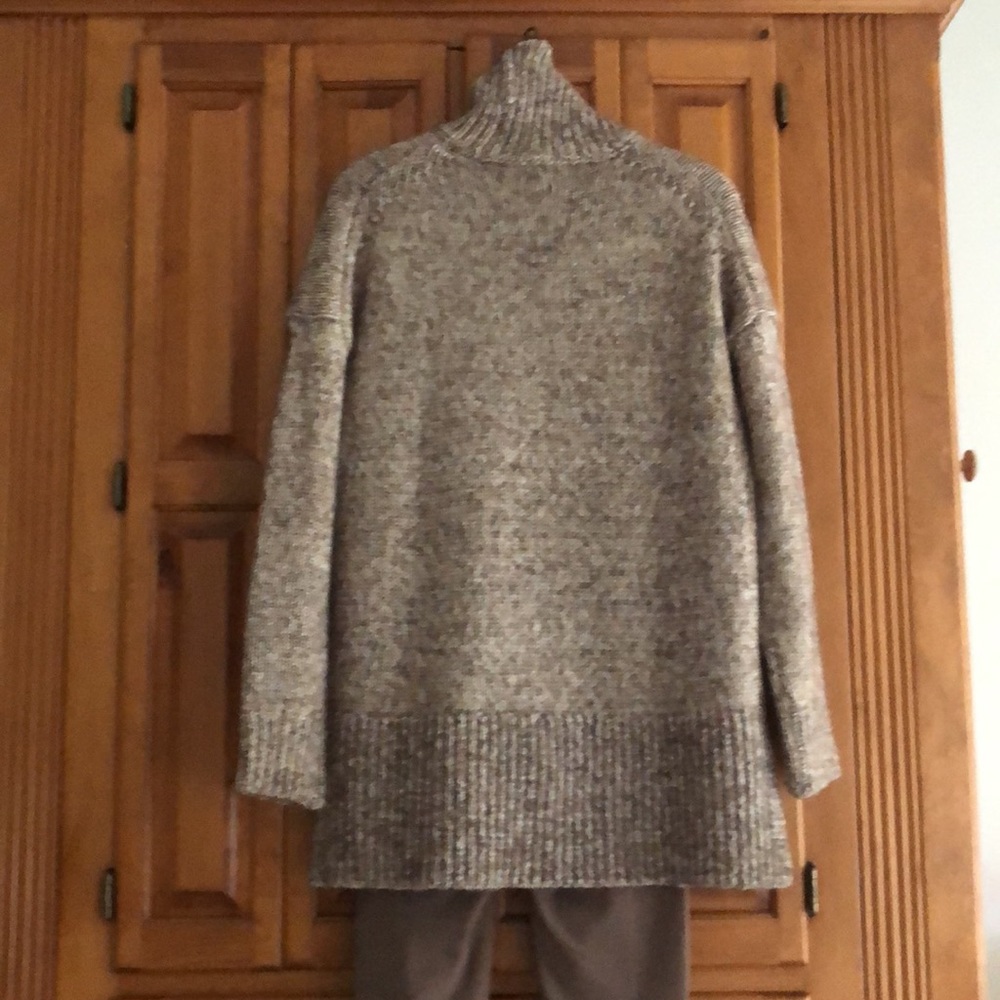 J Crew oatmeal brown marled wool tneck sweater. Worn twice. Great condition. - Picture 3 of 16